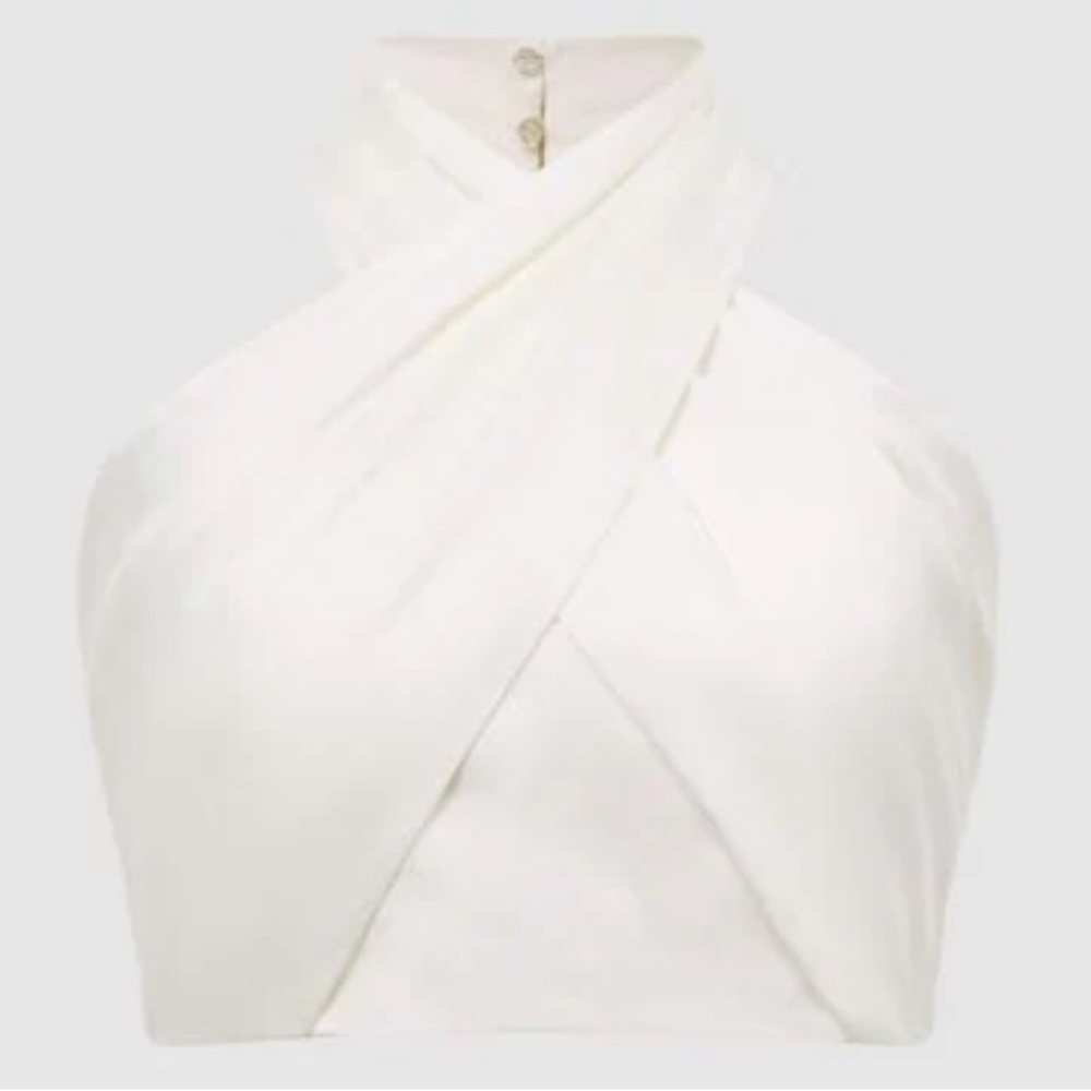 Reiss White Halter Crop Top